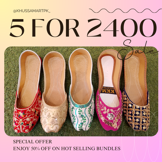 Deal# 525 Red, Golden, White Multi, Pink, Blue
