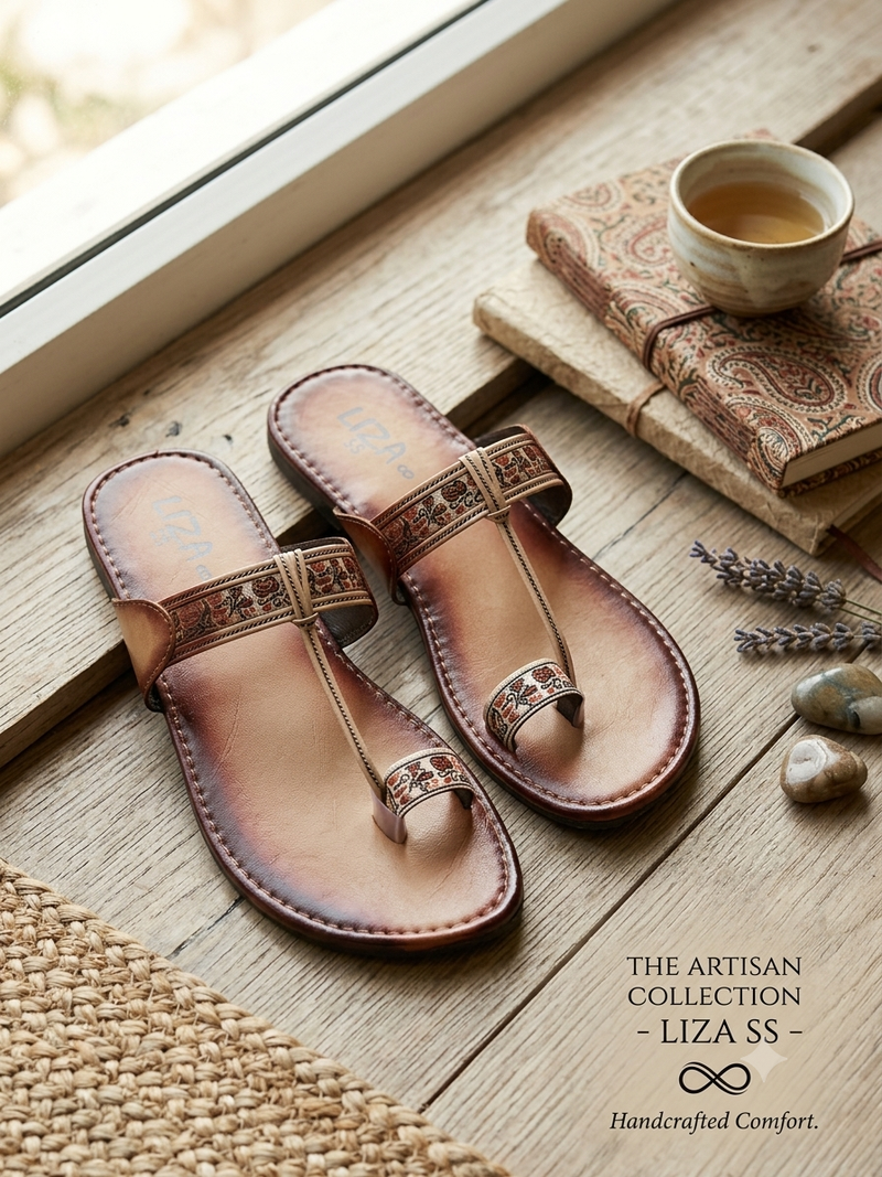 Caramel Classic Floral  print Kolhapuri